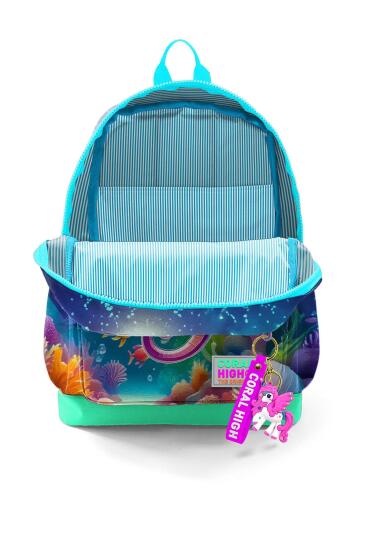 Coral High Kids Mavi Su Yeşili Denizatı Desenli Dört Bölmeli Okul Sırt Çantası 23772 - 3