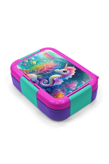 Coral High Kids Mavi Su Yeşili Denizatı Desenli Paslanmaz Çelik Beslenme Kabı 39280 - 2