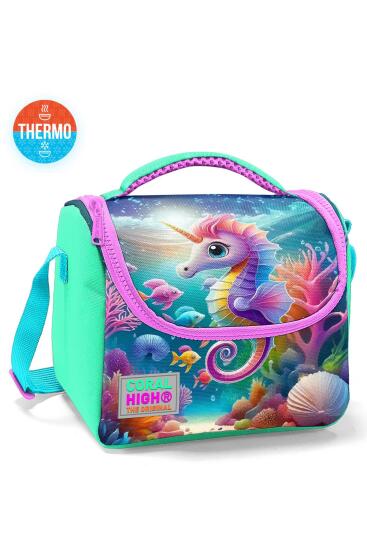 Coral High Kids Mavi Su Yeşili Denizatı Desenli Thermo Beslenme Çantas 11788 - Coral High KIDS