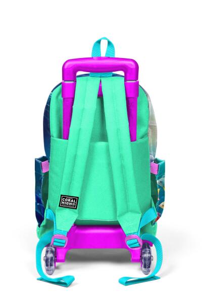 Coral High Kids Mavi Su Yeşili Denizatı Desenli Üç Bölmeli Çekçekli Okul Sırt Çantası 23972 - 4