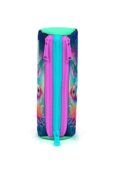 Coral High Kids Mavi Su Yeşili Denizatı Desenli Üç Bölmeli Kalem Çantası 22088 - 2