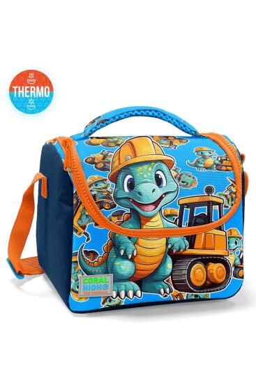 Coral High Kids Mavi Turuncu Dinozor Desenli Thermo Beslenme Çantası 12793 - Coral High KIDS