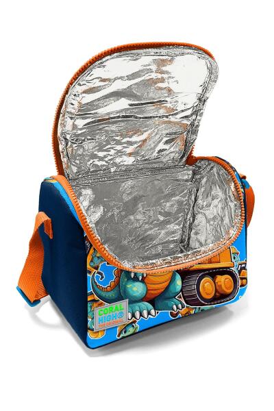 Coral High Kids Mavi Turuncu Dinozor Desenli Thermo Beslenme Çantası 12793 - 5