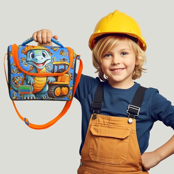 Coral High Kids Mavi Turuncu Dinozor Desenli Thermo Beslenme Çantası 12793 - 4