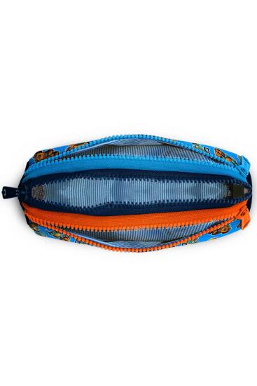 Coral High Kids Mavi Turuncu Dinozor Desenli Üç Bölmeli Kalem Çantası 22149 - 4