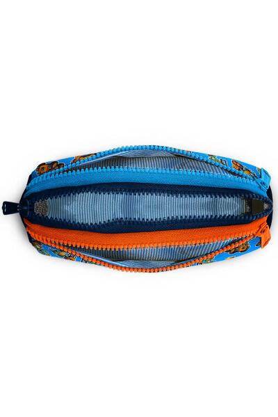 Coral High Kids Mavi Turuncu Dinozor Desenli Üç Bölmeli Kalem Çantası 22149 - 4