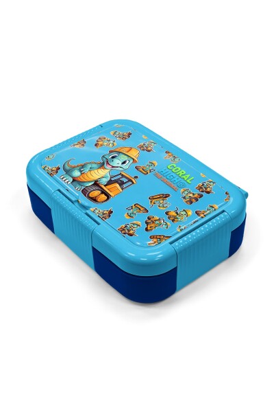 Coral High Kids Mavi Turuncu Dinozor Desenli Paslanmaz Çelik Beslenme Kabı 39292 - 2