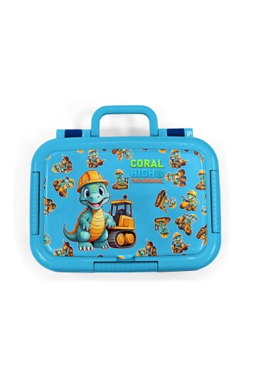 Coral High Kids Mavi Turuncu Dinozor Desenli Paslanmaz Çelik Beslenme Kabı 39292 - 5