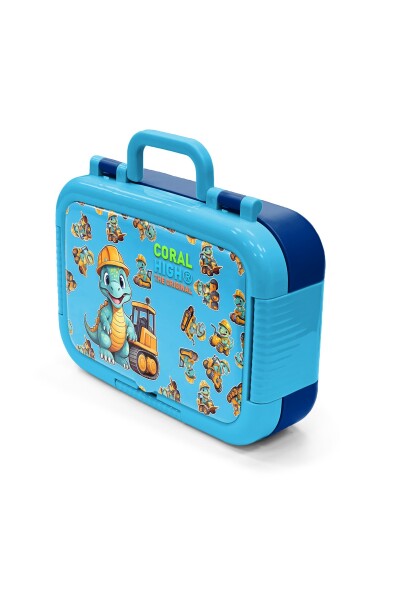 Coral High Kids Mavi Turuncu Dinozor Desenli Paslanmaz Çelik Beslenme Kabı 39292 - 4