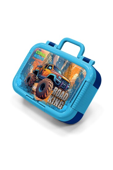 Coral High Kids Mavi Turuncu High Wheels Truck Desenli Paslanmaz Çelik Beslenme Kabı 39285 - 1