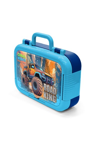 Coral High Kids Mavi Turuncu High Wheels Truck Desenli Paslanmaz Çelik Beslenme Kabı 39285 - 4