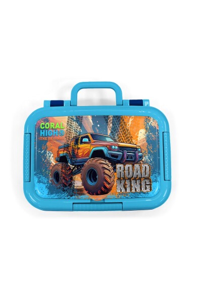 Coral High Kids Mavi Turuncu High Wheels Truck Desenli Paslanmaz Çelik Beslenme Kabı 39285 - 5