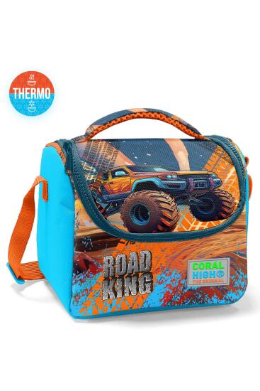 Coral High Kids Mavi Turuncu High Wheels Truck Desenli Thermo Beslenme Çantası 11794 - Coral High KIDS