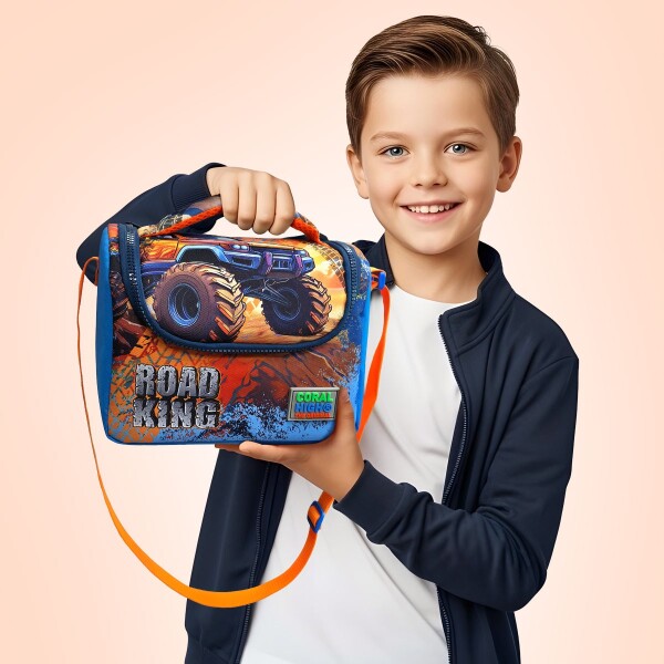 Coral High Kids Mavi Turuncu High Wheels Truck Desenli Thermo Beslenme Çantası 11794 - 4