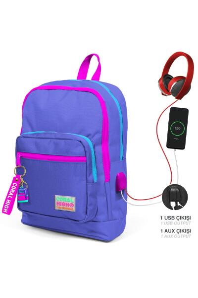 Coral High Kids Lavanta Dört Bölmeli USB'li Okul Sırt Çantası 23803 - 1
