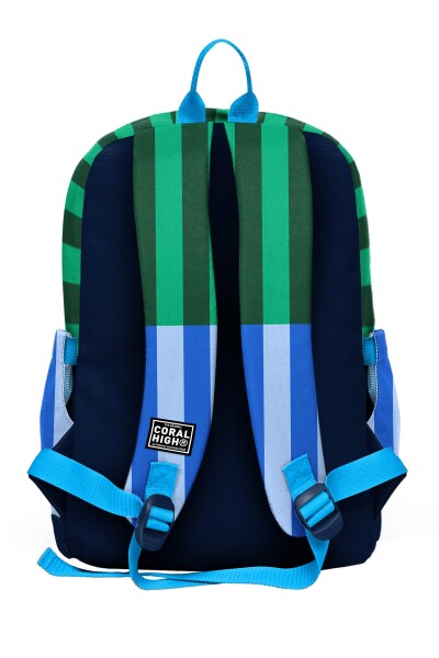 Coral High Kids Mavi Yeşil Çizgi Desenli Okul Sırt Çantası 33211 - 2