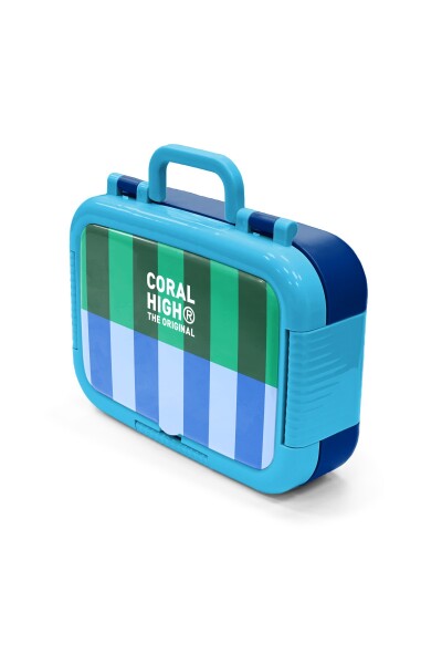 Coral High Kids Mavi Yeşil Çizgi Desenli Paslanmaz Çelik Beslenme Kabı 39111 - 4