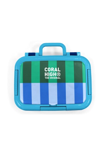 Coral High Kids Mavi Yeşil Çizgi Desenli Paslanmaz Çelik Beslenme Kabı 39111 - 6