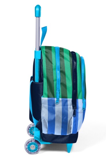 Coral High Kids Mavi Yeşil Çizgili Üç Bölmeli Çekçekli Okul Sırt Çantası 34011 - 7