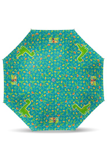 Coral High Kids Mavi Yeşil Dinozor Desenli Çocuk Şemsiyesi 12677 - 2