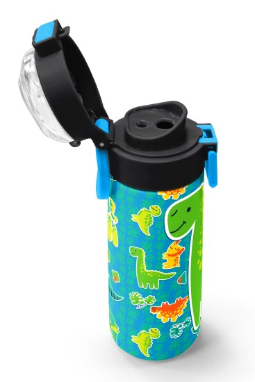Coral High Kids Mavi Yeşil Dinozor Desenli Pipetli ve Direkt İçim Çelik Termos 500 ml 31798 - 6