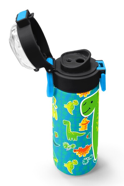 Coral High Kids Mavi Yeşil Dinozor Desenli Pipetli ve Direkt İçim Çelik Termos 500 ml 31798 - 6