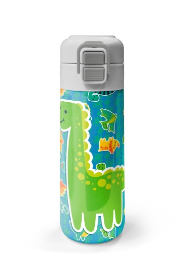 Coral High Kids Mavi Yeşil Dinozor Desenli Pipetli ve Direkt İçim Çelik Termos 500 ml 31798 - 4