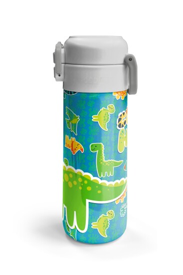 Coral High Kids Mavi Yeşil Dinozor Desenli Pipetli ve Direkt İçim Çelik Termos 500 ml 31798 - 6