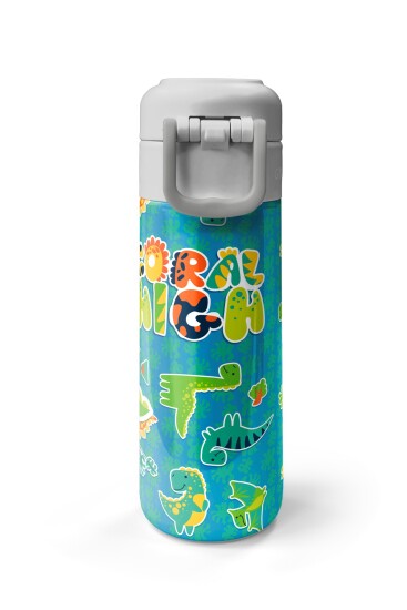 Coral High Kids Mavi Yeşil Dinozor Desenli Pipetli ve Direkt İçim Çelik Termos 500 ml 31798 - 7