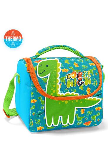Coral High Kids Mavi Yeşil Dinozor Desenli Thermo Beslenme Çantası 12792 - Coral High KIDS