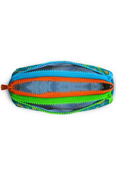 Coral High Kids Mavi Yeşil Dinozor Desenli Üç Bölmeli Kalem Çantası 22148 - 5