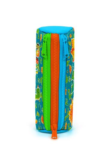 Coral High Kids Mavi Yeşil Dinozor Desenli Üç Bölmeli Kalem Çantası 22148 - 2