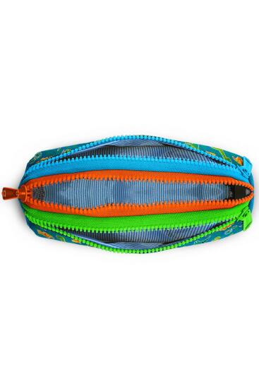 Coral High Kids Mavi Yeşil Dinozor Desenli Üç Bölmeli Kalem Çantası 22148 - 5