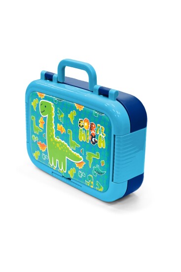 Coral High Kids Mavi Yeşil Dinozor Desenli Paslanmaz Çelik Beslenme Kabı 39291 - 4