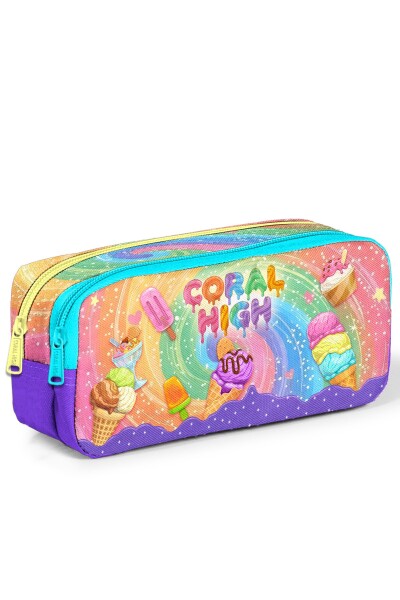 Coral High Kids Milka Dondurma Desenli İki Bölmeli Kalem Çantası 31054 - 1