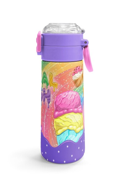 Coral High Kids Milka Dondurma Desenli Pipetli ve Direkt İçim Çelik Termos 500 ml 38136 - 3