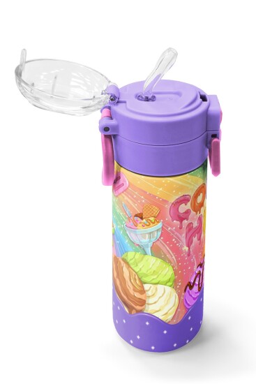 Coral High Kids Milka Dondurma Desenli Pipetli ve Direkt İçim Çelik Termos 500 ml 38136 - 5