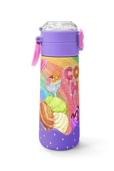 Coral High Kids Milka Dondurma Desenli Pipetli ve Direkt İçim Çelik Termos 500 ml 38136 - 2
