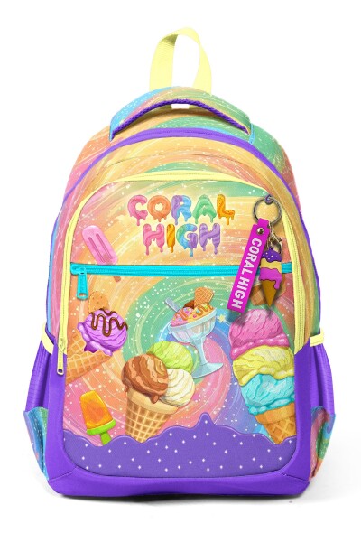 Coral High Kids Milka Dondurma Desenli Üç Bölmeli Okul Sırt Çantası 33254 - 7