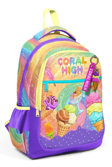 Coral High Kids Milka Dondurma Desenli Üç Bölmeli Okul Sırt Çantası 33254 