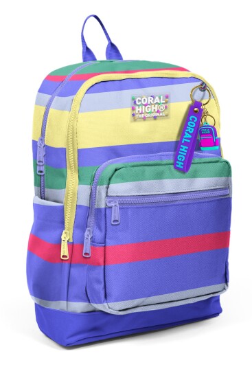 Coral High Kids Milka Gri Sarı Çizgi Desenli 3’lü Okul Çanta Seti SET0133202 - 2