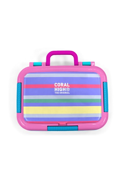 Coral High Kids Milka Gri Sarı Çizgi Desenli Paslanmaz Çelik Beslenme Kabı 39102 - 5