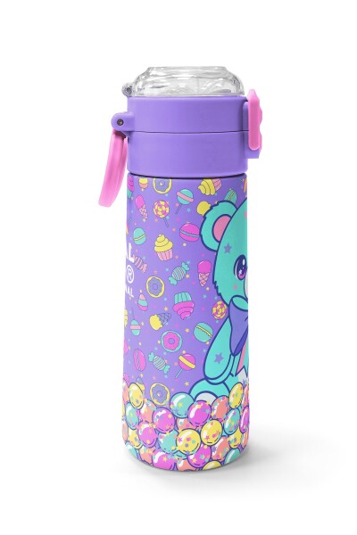 Coral High Kids Milka Şeker Ayıcık Desenli Pipetli ve Direkt İçim Çelik Termos 500 ml 38105 - 2