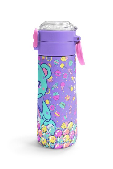 Coral High Kids Milka Şeker Ayıcık Desenli Pipetli ve Direkt İçim Çelik Termos 500 ml 38105 - 3
