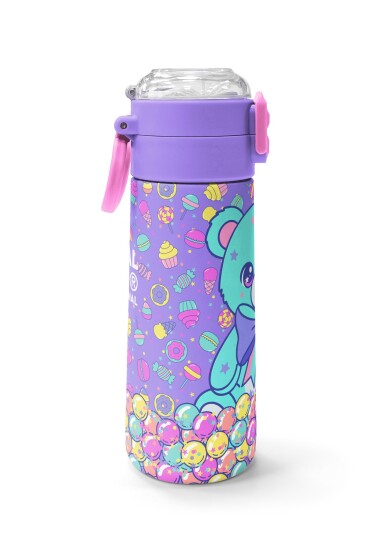 Coral High Kids Milka Şeker Ayıcık Desenli Pipetli ve Direkt İçim Çelik Termos 500 ml 38105 - 2
