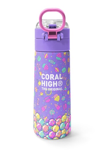 Coral High Kids Milka Şeker Ayıcık Desenli Pipetli ve Direkt İçim Çelik Termos 500 ml 38105 - 4