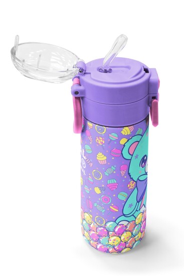 Coral High Kids Milka Şeker Ayıcık Desenli Pipetli ve Direkt İçim Çelik Termos 500 ml 38105 - 5