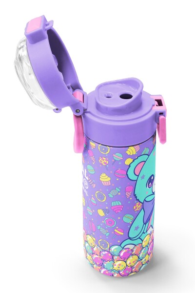 Coral High Kids Milka Şeker Ayıcık Desenli Pipetli ve Direkt İçim Çelik Termos 500 ml 38105 - 6