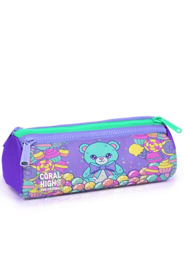 Coral High Kids Milka Şeker Ayıcık Desenli Üç Bölmeli Kalem Çantası 31005 