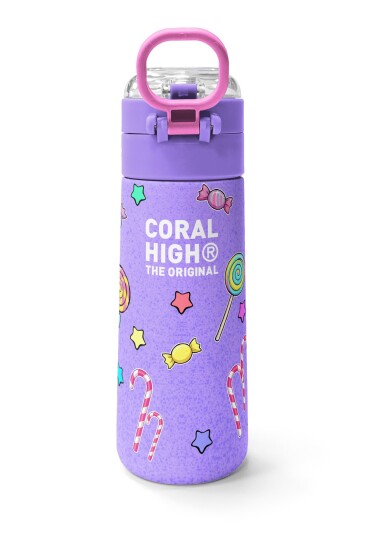 Coral High Kids Milka Su Yeşili Tavşan Desenli Pipetli ve Direkt İçim Çelik Termos 500 ml 38137 - 4